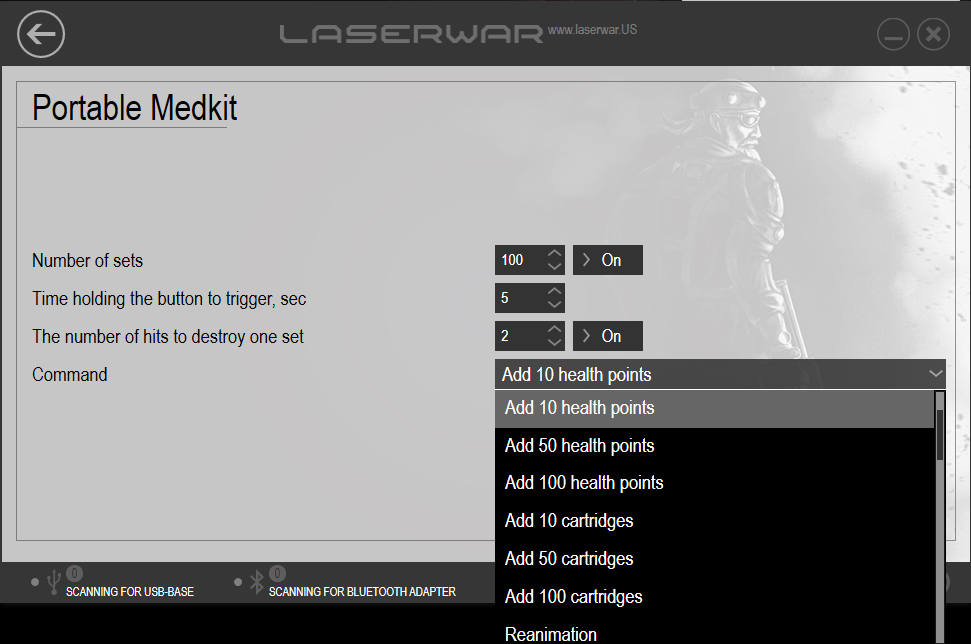 Medic configuration for Lasertag